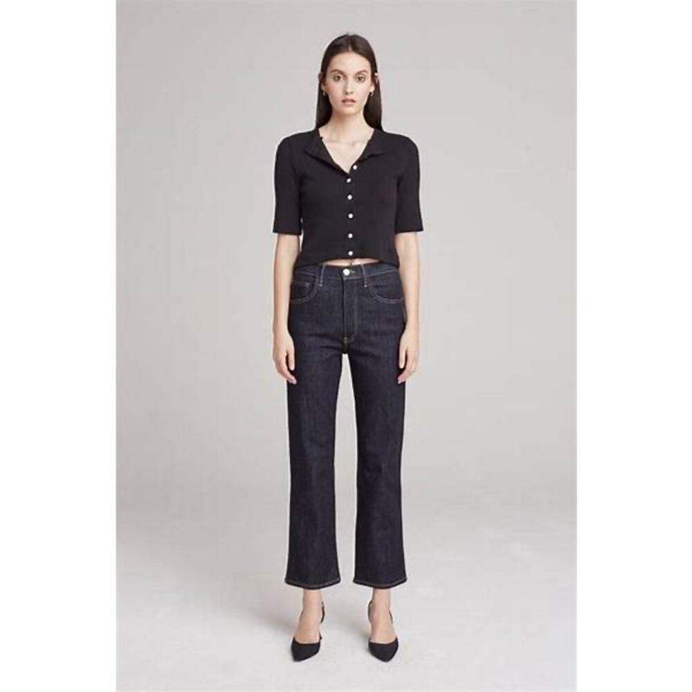 3x1 Made Here Anthropologie Joni Dark Wash High Rise Wide Leg Ankle Jean Size 25